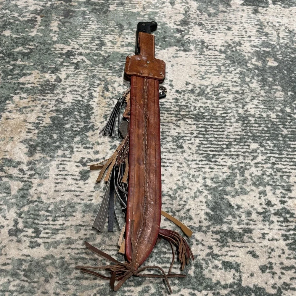 Vintage Montero Honduras Machete w/ Leather Sheath & Decorative Tassels